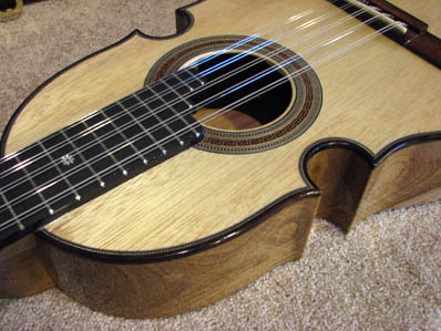 Laurel cuatro; Apprenticeship - Tiple and bordonua making; 2009: East Hampton, Massachusetts; Laurel geo, yagrumo, tachuelo; 38 x 12 x 3 inc.